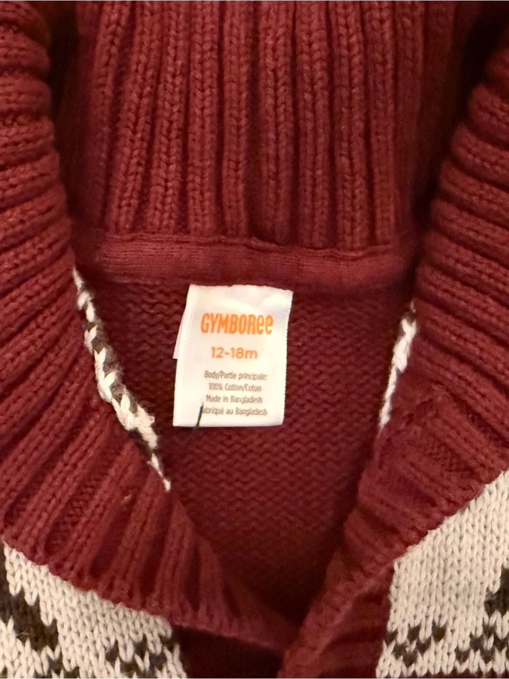 Gymboree Burgundy western Buffalo Shawl Collar Button Cardigan